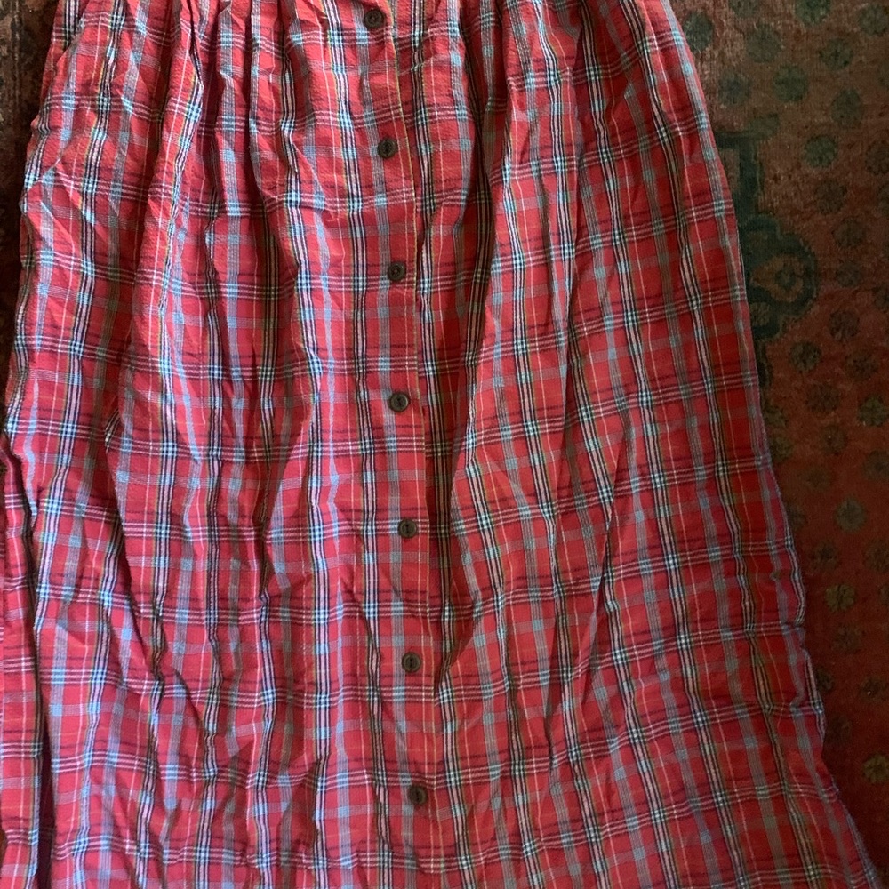 Vintage Red and Blue Maxi A-Line Skirt